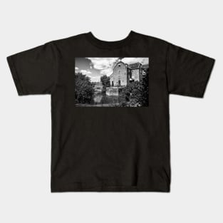 The Abbey Mill Tewkesbury in Monochrome Kids T-Shirt